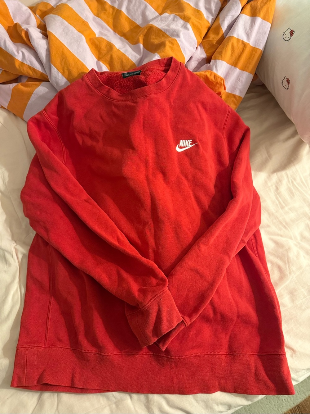 Nike Men’s Bright Red Crewneck Sweatshirt with White Logo - Picture 2 of 3